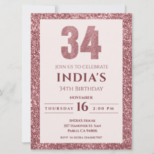 Invitation Soirée rose d'or 34e anniversaire