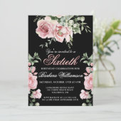 Invitation Soirée Rose élégante peinte à la main 60e (Debout devant)
