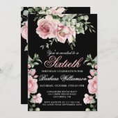 Invitation Soirée Rose élégante peinte à la main 60e (Devant / Derrière)