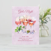 Invitation Soirée rose entre filles et vin (Debout devant)