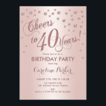 Invitation Soirée rose Gold 40e anniversaire<br><div class="desc">40th Birthday Party Invitation Design élégant avec effet rose en fausse parties scintillant or et feuille. Sparkly parties scintillant diamants confetti et stylish script police invitation card. Vitre rose et blanc. Salut à 40 ans ! S'il vous plaît,  envoyez-moi un message si vous avez besoin d'une personnalisation plus poussée.</div>