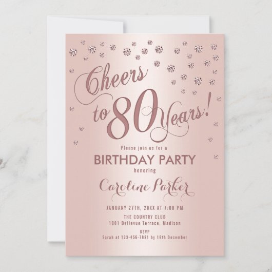 Invitation Soirée rose Gold 80e anniversaire (Devant)