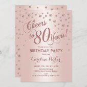 Invitation Soirée rose Gold 80e anniversaire (Devant / Derrière)