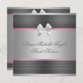 Invitation Soirée rose Noir Doux 16 Anniversaire (Devant / Derrière)