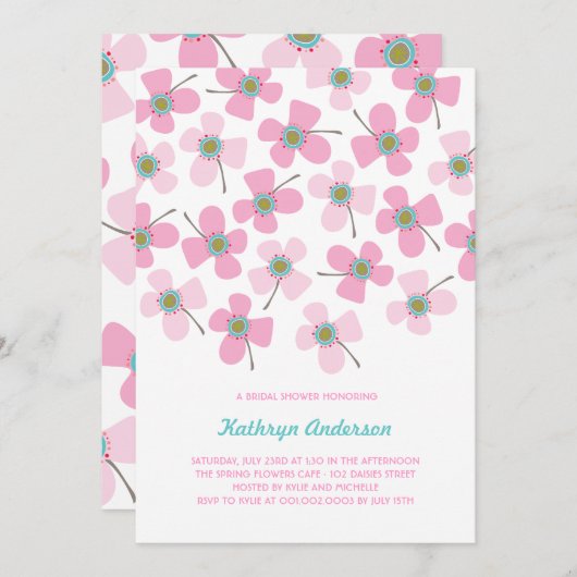 Invitation Soirée rose pâle Chic Fun Fête des mariées (Devant / Derrière)