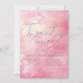 Invitation Soirée rose simple et élégante 21e anniversaire (Devant)