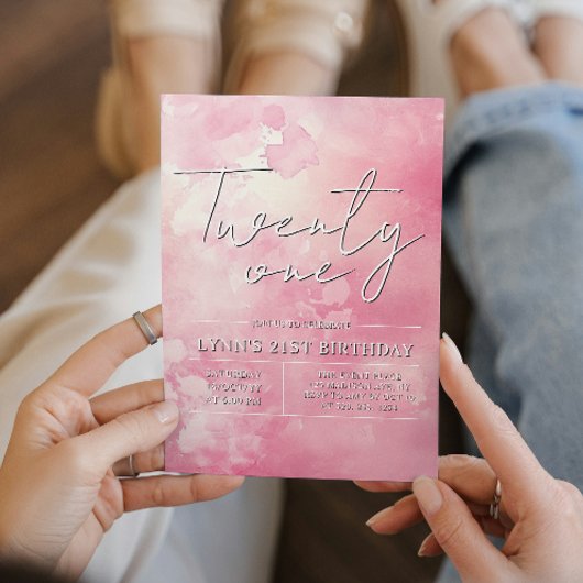 Invitation Soirée rose simple et élégante 21e anniversaire