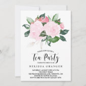 Invitation Soirée Rose Tea Party à l'aquarelle rose doux (Devant)