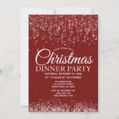 Invitation Soirée Rouge en Argent Lumières Dîner de Noël (Devant)