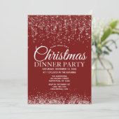 Invitation Soirée Rouge en Argent Lumières Dîner de Noël (Debout devant)