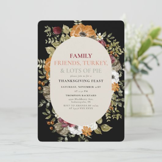 Invitation Soirée Rustique Botanique Thanksgiving (Debout devant)