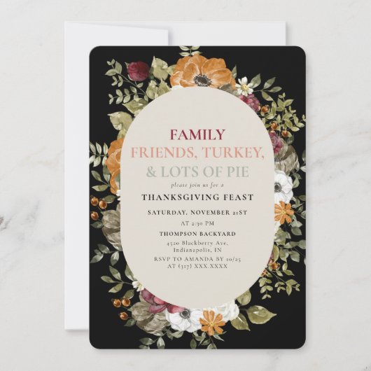 Invitation Soirée Rustique Botanique Thanksgiving (Devant)