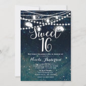 Invitation Soirée Rustique Ciel Mason Lumières Jar SWEET 16 (Devant)