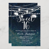 Invitation Soirée Rustique Ciel Mason Lumières Jar SWEET 16 (Devant / Derrière)
