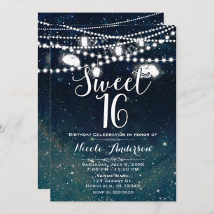 Invitation Soirée Rustique Ciel Mason Lumières Jar SWEET 16