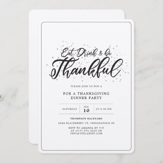 Invitation Soirée Rustique Simple Thanksgiving (Devant / Derrière)