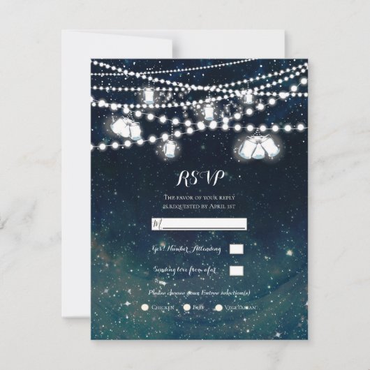 Invitation Soirée Rustique Sky Mason Jar illuminent Mariage R (Devant)