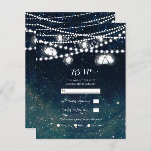 Invitation Soirée Rustique Sky Mason Jar illuminent Mariage R (Devant / Derrière)