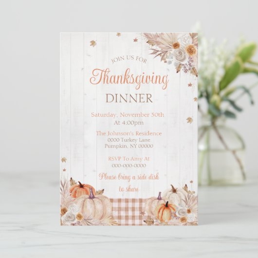 Invitation Soirée Rustique Thanksgiving (Debout devant)