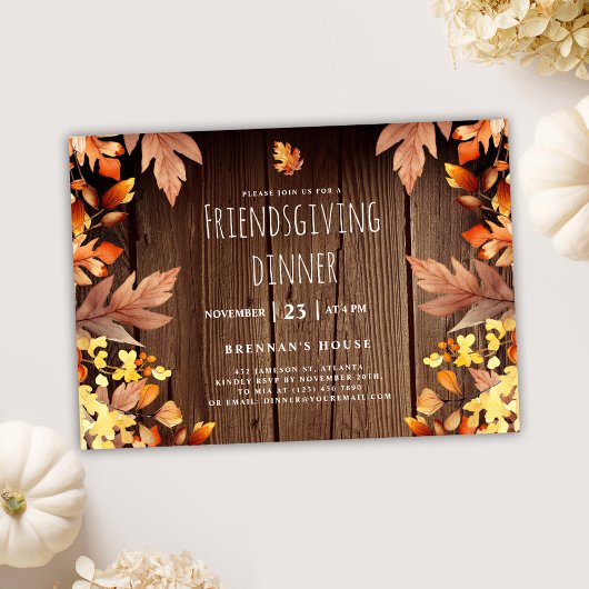 Invitation Soirée Rustique Thanksgiving automne Friendsgiving