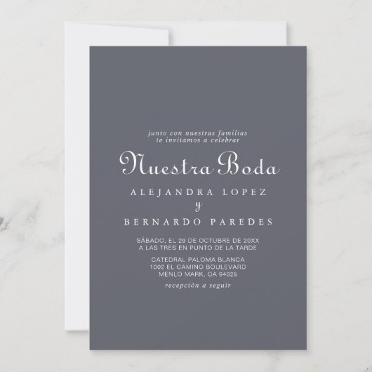 Invitation Soirée simple Boho Nuestra Boda Mariage (Devant)