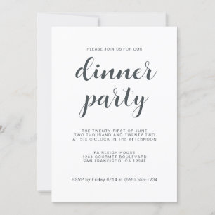Invitation Soirée simple et chic en blanc
