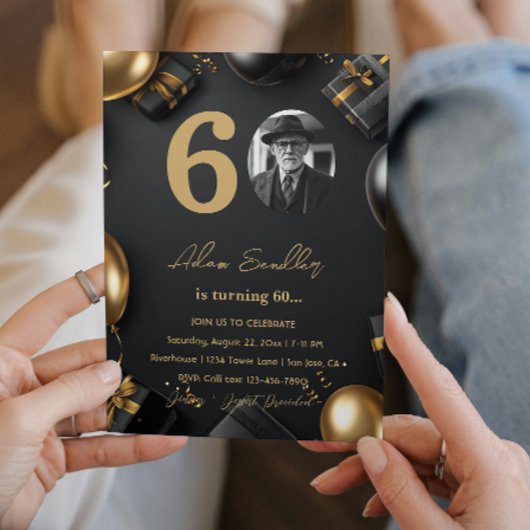 Invitation Soirée simple et élégante 60e anniversaire 1