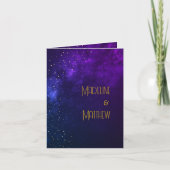 Invitation Soirée Sky Astral Gold Star Photo Mariage violet (Devant)