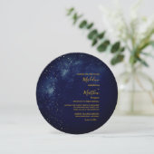 Invitation Soirée Sky Astral Gold Stars Blue Round Mariage (Debout devant)