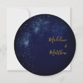 Invitation Soirée Sky Astral Gold Stars Blue Round Mariage (Dos)