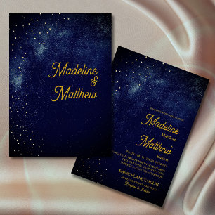 Invitation Soirée Sky Astral Gold Stars Mariage bleu