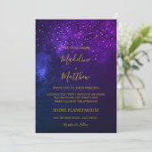 Invitation Soirée Sky Celestial Gold Stars Mariage violet (Debout devant)