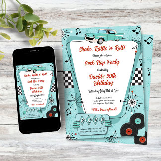 Invitation Soirée Sock Hop des Années 50