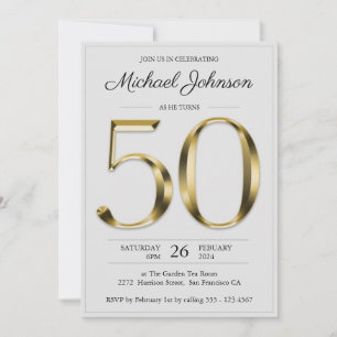 Invitation Soirée Soirée 50e Anniversaire Gris clair