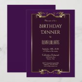 Invitation Soirée Soirée d'Anniversaire Burgundy Purple Gold (Devant / Derrière)