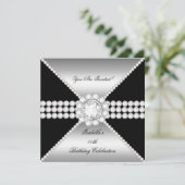 Invitation Soirée Soirée Diamant Noir Sophistiquée Anniversai (Debout devant)