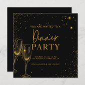 Invitation Soirée Soirée Élégante Soirée Soirée Dorée Noire (Devant / Derrière)