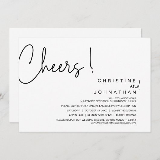 Invitation Soirée, Soirée Mariage, Dîner, Danser I (Devant / Derrière)