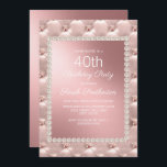 Invitation Soirée Soirée Soirée Soirée Soirée Soirée 40e Anni<br><div class="desc">Elégant et chic,  décoratif métal rose / or rose et blanc 40ème anniversaire invitation pour les femmes.</div>
