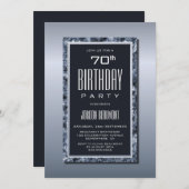 Invitation Soirée sophistiquée en argent et gris 70e annivers (Devant / Derrière)