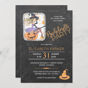 Invitation Soirée sorcière d'Halloween et soirée citrouille