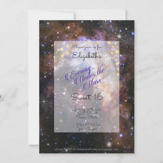 Invitation Soirée sous les étoiles Espace Sweet 16 (Devant)