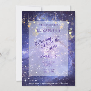 Invitation Soirée sous les étoiles Sweet 16 Sparkle Galaxie
