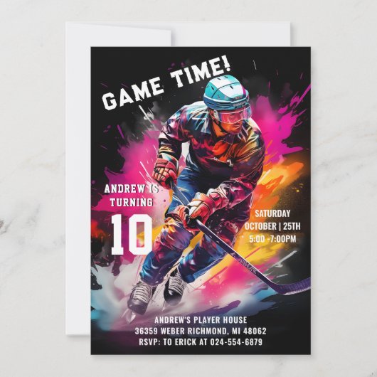 Invitation Soirée sportive de hockey sur glace personnelle (Devant)