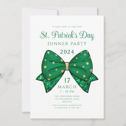 Invitation Soirée St. Patrick's Day Dinner Party (Devant)