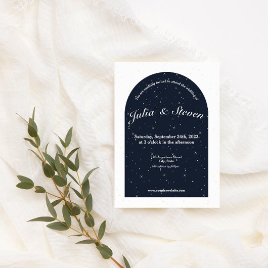 Invitation Soirée Starlight Marine Bleu Arc & Etoiles Mariage