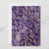 Invitation Soirée stylée Feuilles d'or violet vide (Dos)