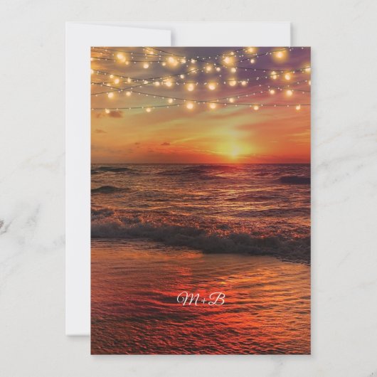 Invitation Soirée Sunset String Plage Lumière Dîner de répéti (Dos)