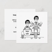 Invitation Soirée sur mesure deux chambres moto et Sidecar (Devant / Derrière)