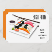 Invitation Soirée sushi party de style japonais moderne (Devant / Derrière)